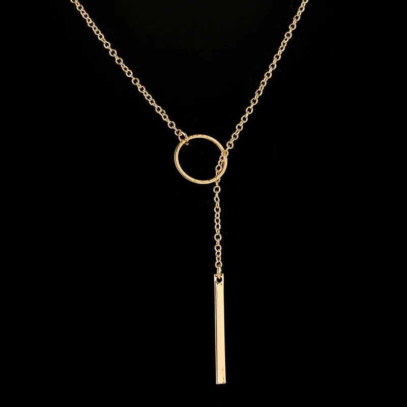 Shuangshuo Módne Šperky Osobné Cricle a Bar Clavicle Prívesok Náhrdelník Jednoduché Klasické Náhrdelníky pre Ženy Chokers N021