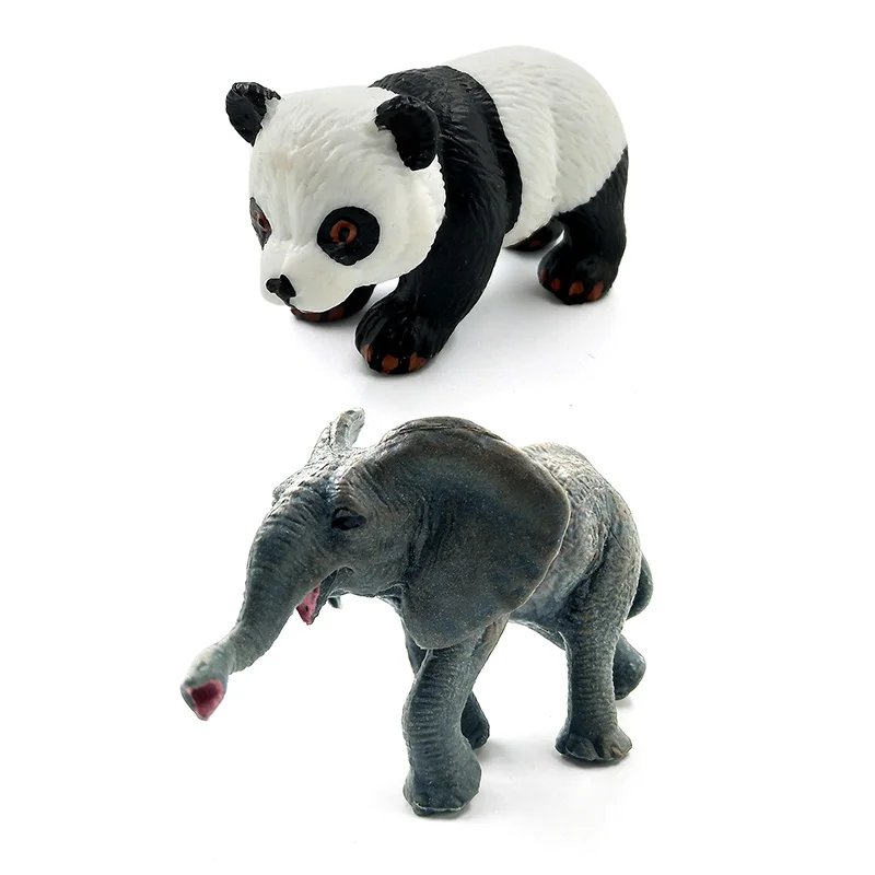 Simulácia lesných wild Panda Slon Mýval Klokan Alpaky Jeleň Medveď Somár Wildebeest plastové zvieratá mini obrázok model hračky