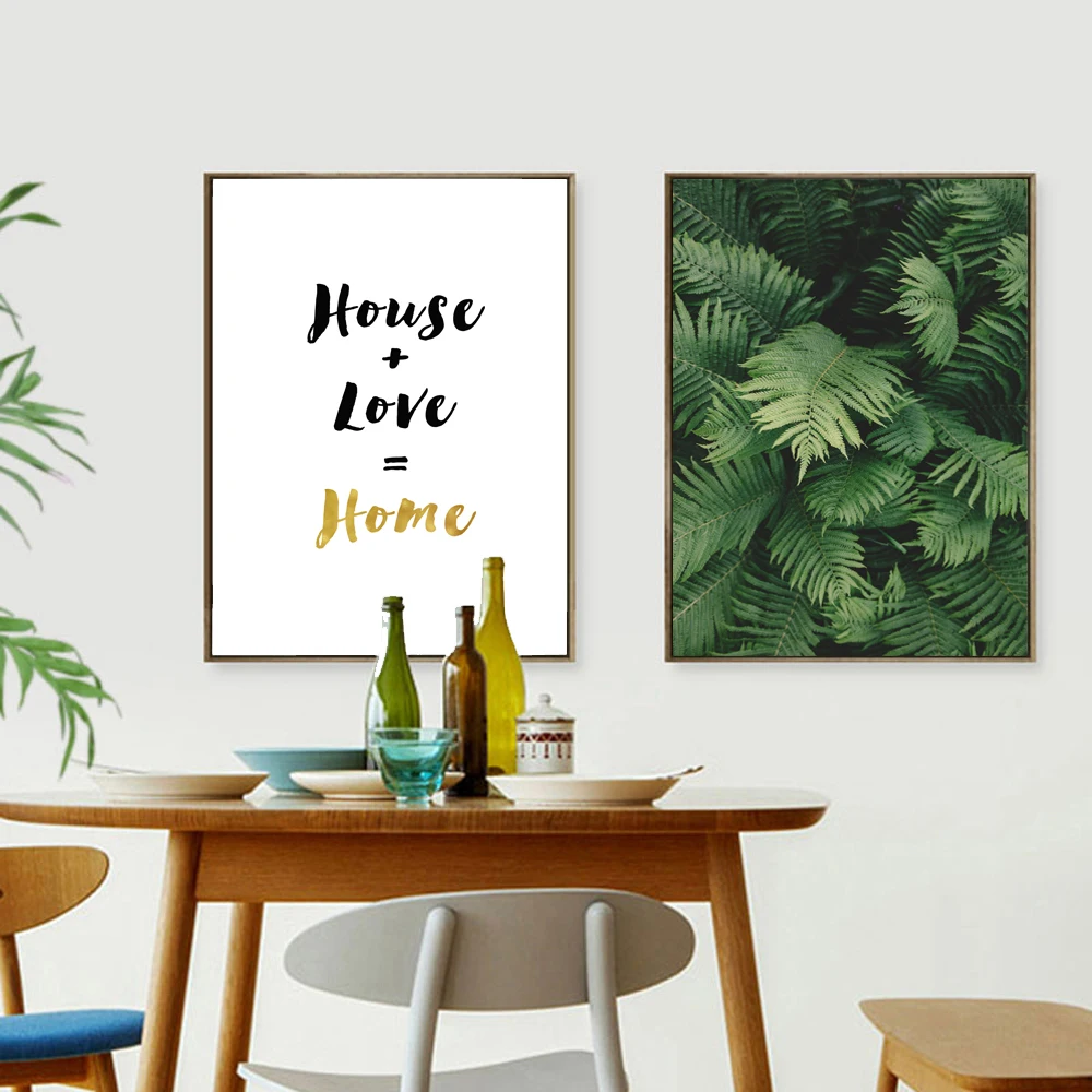 Steny Obraz Moderného Domova Dekoratívne Obrázok Citátu A Zelené Listy Dom Láska Domov Tropic Papradie