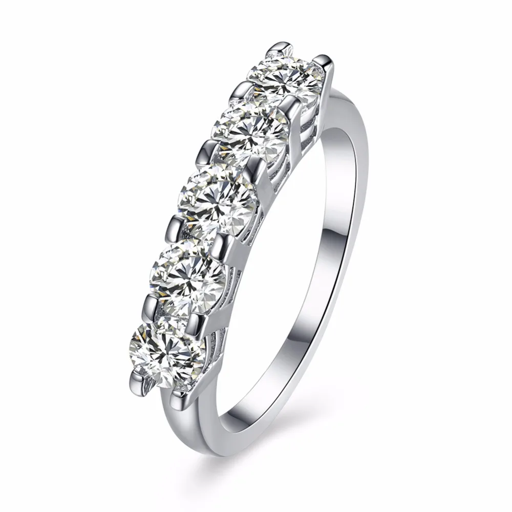 Strieborná Farba Večnosti Krúžky CZ Kapely Svadobné Cubic Zirconia Zásnubné Prstene Ženy Manželstvo Promise Ring anillos
