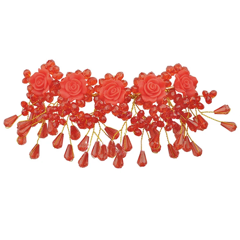 Svadobné Headpiece Svadobná Čelenka Červená Farba Kvetu Headdress Ručné Svadobné Svadobné Vlasy Príslušenstvo