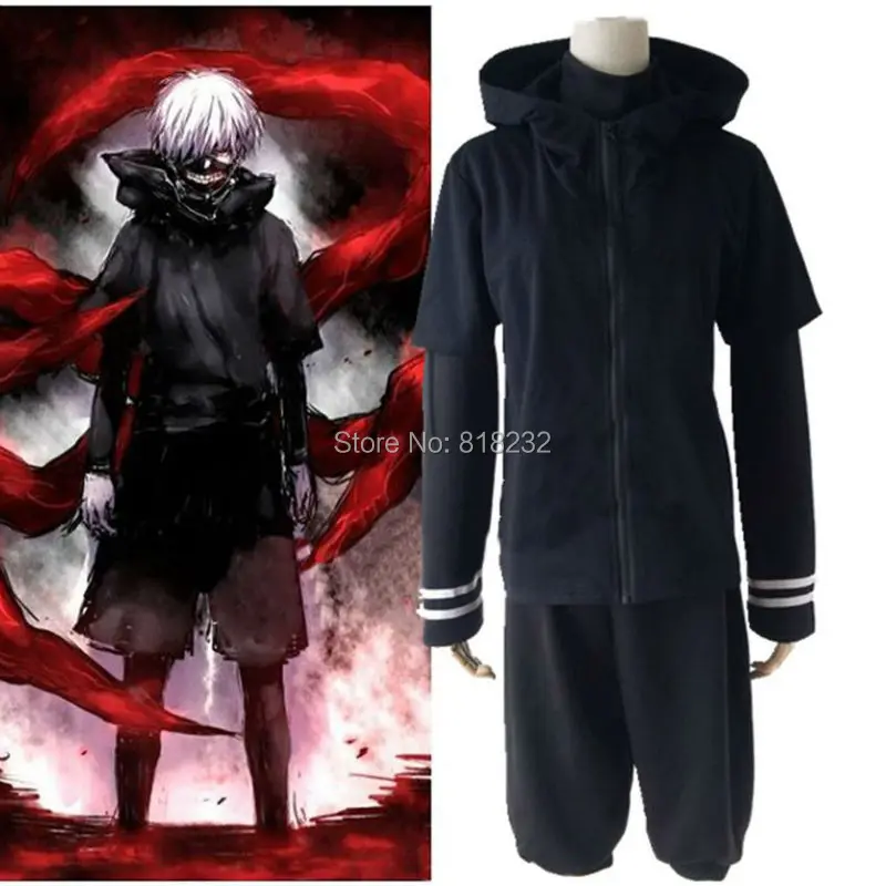 Tokio Vlkolak Kaneki Ken Čierny Plášť S Kapucňou, Šortky Jednotné Sportwear Anime Cosplay Kostýmy