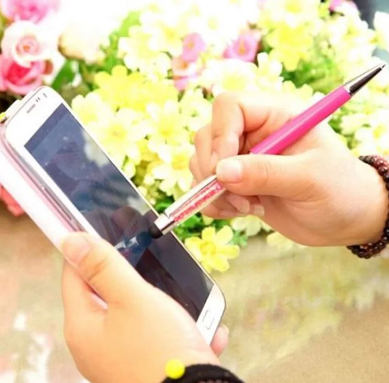 ULIFART Univerzálny Crystal Dotykové Pero Stylus Pen 2 v 1 Guľôčkové Pero Pre Mobilný Telefón IPhone, IPad, Samsung Tablet