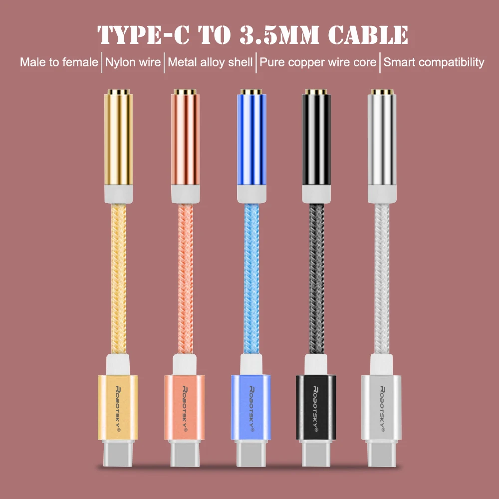 USB Typu C na 3,5 mm Slúchadlá Slúchadlá Káblom Adaptéra USB-C na 3,5 mm Jack Aux Kábel pre Letv 2 2pro max2 Pro 3 Xiao 6