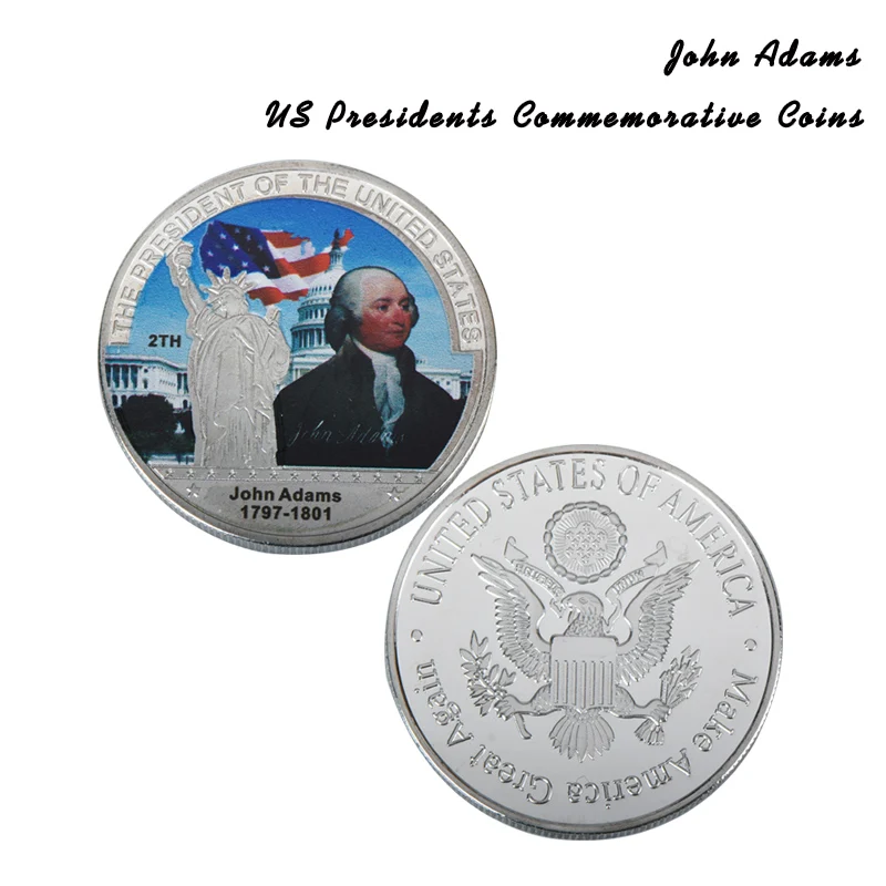 WR AMERICKÝ Prezident Série Kovové Mince Pamätné 2. John Adams American Challenge Mince na Zber