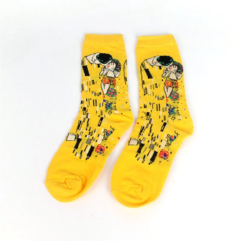Zima Jar Nové Módne Zábavné Retro bavlnené ponožky muži Ženy Posádky Umenie Van Gogh nástenná maľba Svete Slávny obraz Série Olej mužov ponožky