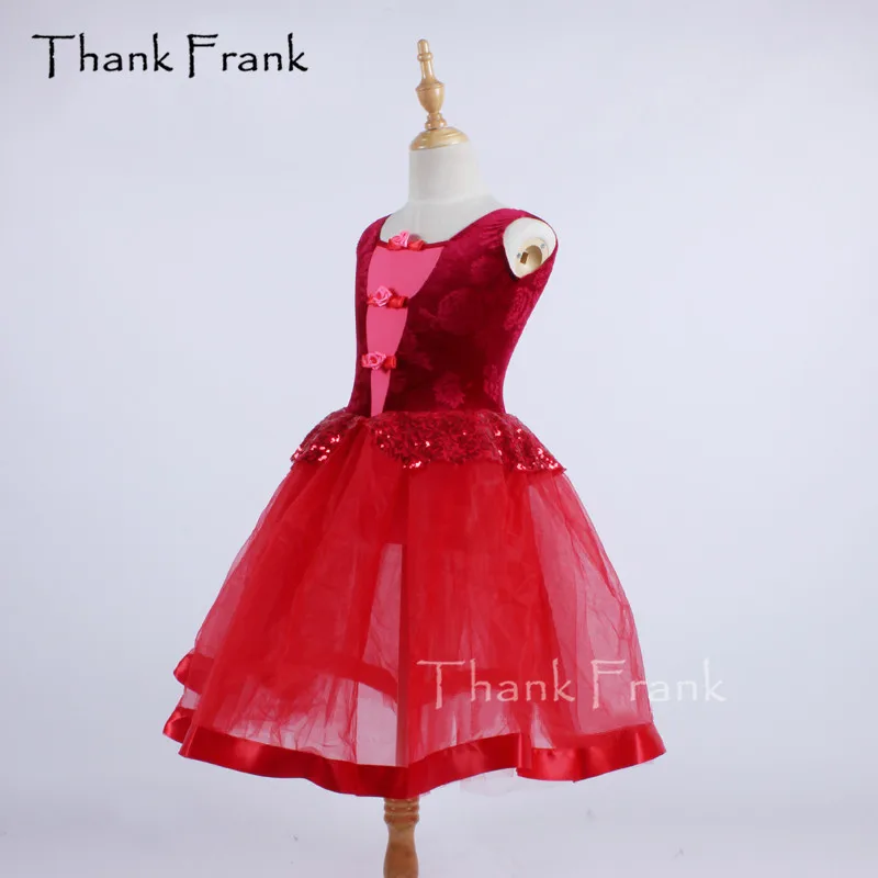 Ďakujeme, Že Frank Velvet Princezná Dlhé Balet Tutu Šaty Dievčatá Dospelých Červená Sequin Rozetu Tanečných Kostýmov, C367