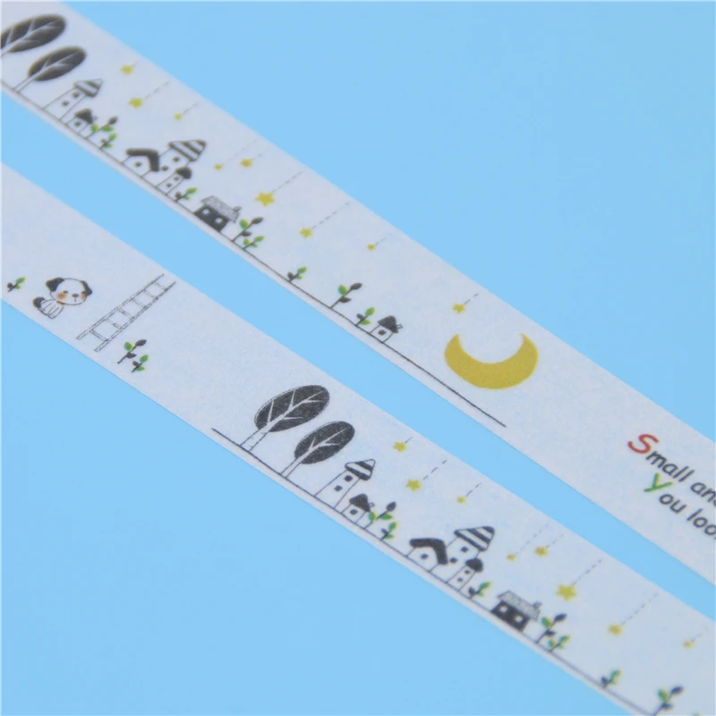 1 ks / Pack Mesiac Dom Psa Star Dekoratívne Pásky 1,5 X 10 m Washi Papierová Maskovacia Páska Diy Označovanie Kvetinový Nálepky Scrapbooking