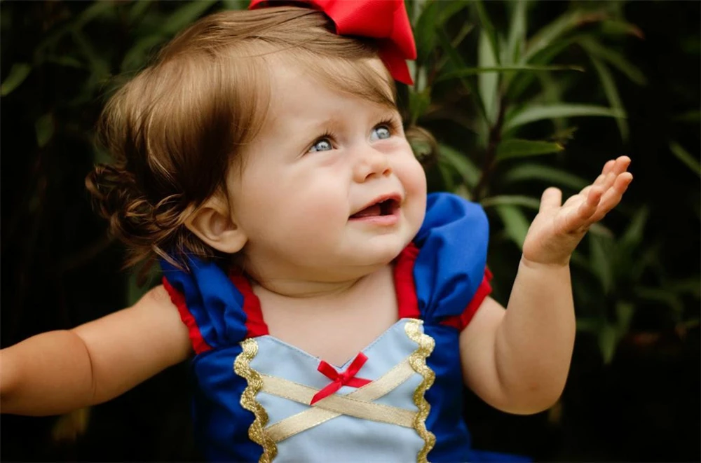 1. Narodeniny Snow White Oblečenie Letné Baby Girl Oka Krst Šaty Fantázie Dieťa Svadobné Šaty Dieťa Strany Tutu Šaty Novorodenca