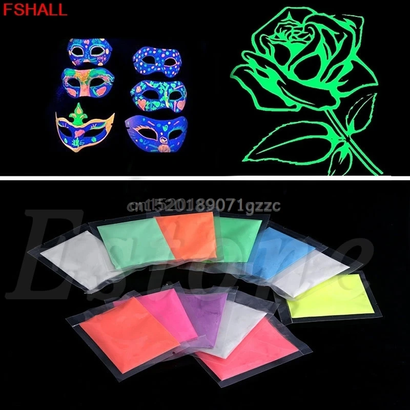 12 Fluorescenčné Farby Super Svetlé Svietiť v Tme Prášok Svetelný Pigment Hot #H027#