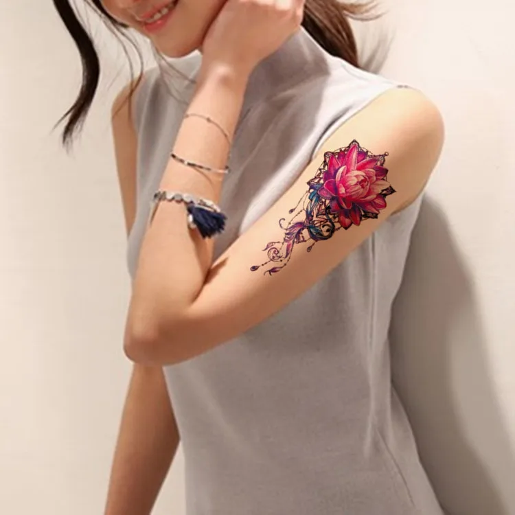 1PC Farebné Lotus dočasné tetovanie nepremokavé sexy ženy, body art farba falošné tetovanie na rameno rameno