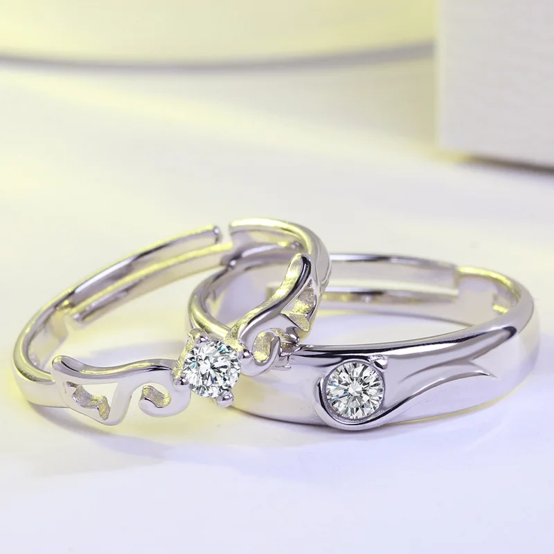2 ks 925 Sterling-Striebro-Šperky, Snubné Prstene pre Ženy/Mužov Simulované Crystal Krúžok Šperky Anel jz173 anillos mujer bague boho