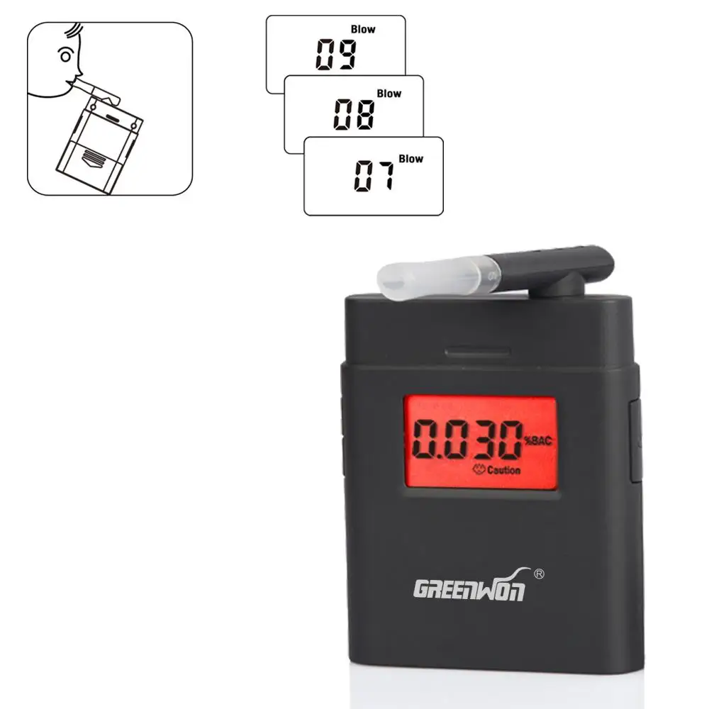 2 ks Digitálny LCD Alkohol Tester Analyzátor Dychu Breathalyzer s baterkou auto gadget pre vodiča s hodinami Doprava Zadarmo