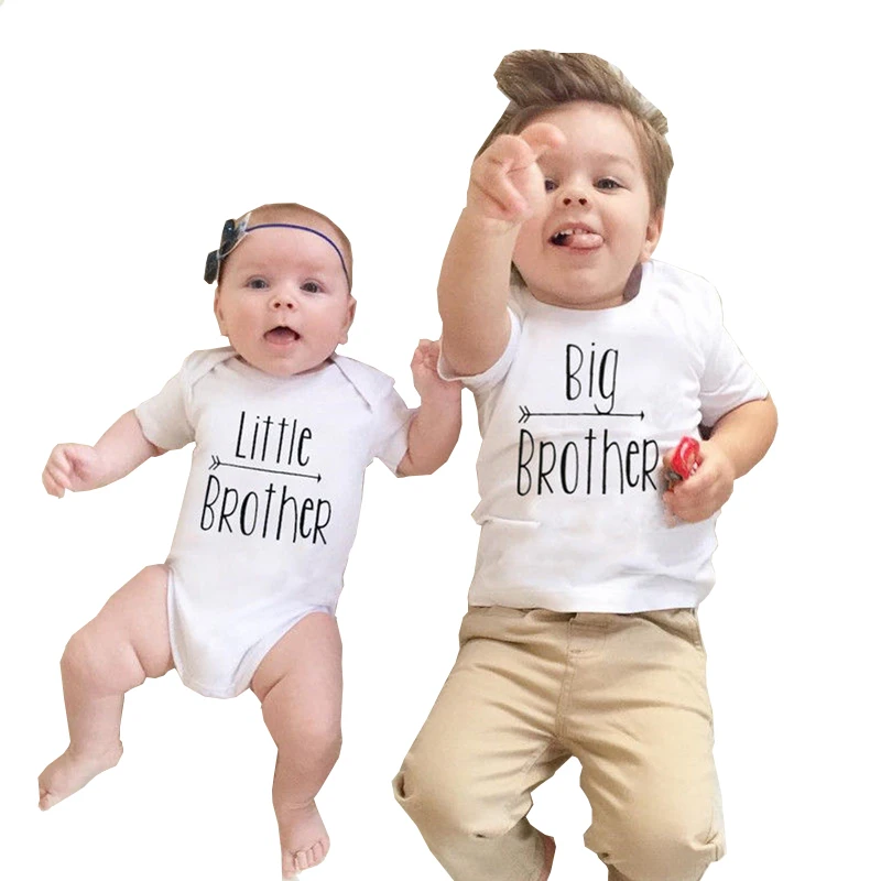2017 Deti Bratia Zodpovedajúce Oblečenie Malý chlapček Kombinézu Veľký Brat T-shirt Topy Písmená Oblečenie