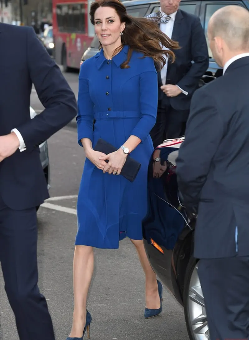 2017 Jar Novú Kate Middleton Princezná Kabát Módne-Line blue OL Kabát