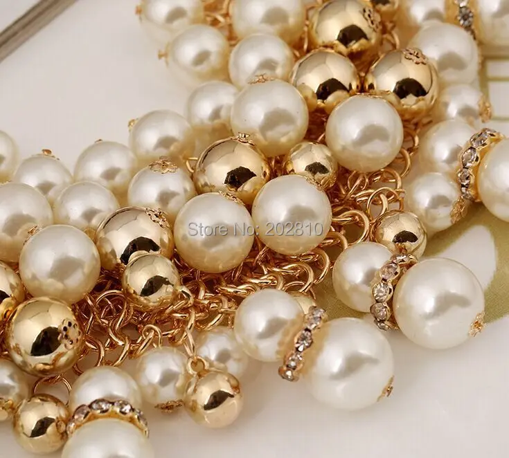 2017 nový model big & robustný reťazca perlový náhrdelník pre gold-farba,jemné kvality pearl multi-layer náhrdelníky na Svadobné & party