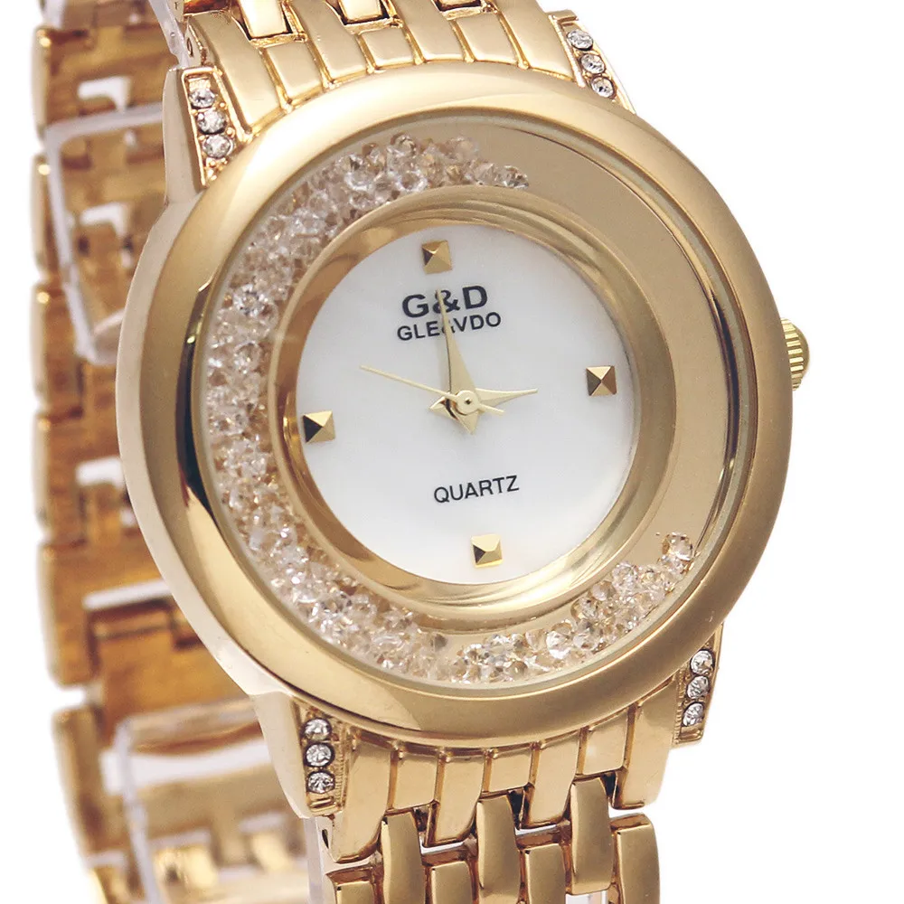 2018 Luxusné Značky G&D Ženy Quartz Zlaté Náramkové hodinky z Nerezovej Ocele Kapela Relojes Mujer Módne Šaty Lady Sledovať relogio ženský