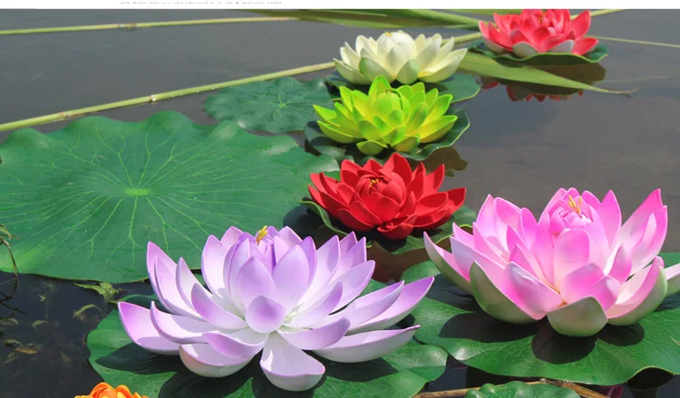 29 CM Umelý Kvet Rybník Plávajúce Lotus Falošné Rastliny Pena EVA akvárium Bazén Dekorácie v Akváriu Záhradné Jazierko