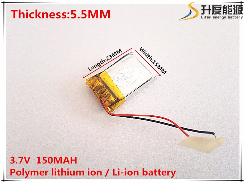 3,7 V 150mAh 551523 Lithium Polymer Li-Po li ion Nabíjateľnú Batériu buniek Pre Mp3 MP4 MP5 GPS, PSP, mobilné bluetooth