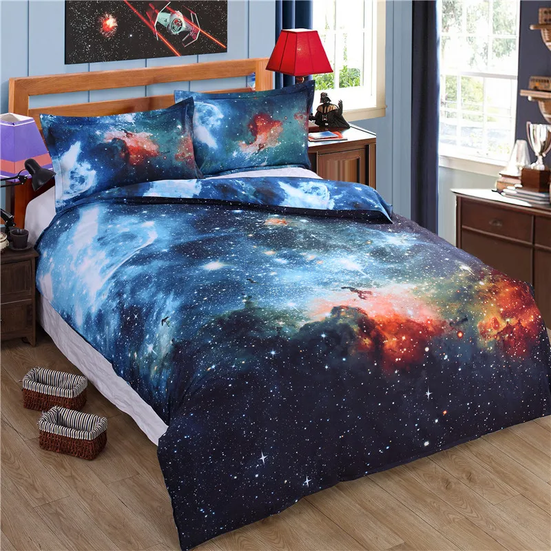 3d Galaxy posteľná bielizeň Stanovuje Jednotný Double Twin/Kráľovná 2ks/3ks/4pcs Obliečky Posteľná Bielizeň Vesmíru, vesmír Perinu Nastaviť