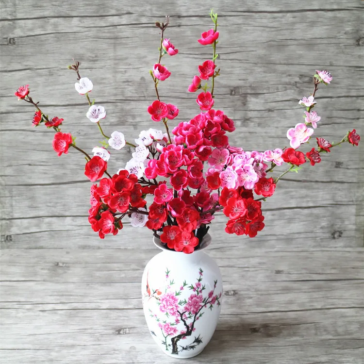 3ks Umelé Cherry Blossom Pobočky Plastové Kvety, Umelé Rastliny Slik Sakura Domov Svadobné Dekorácie, Svadobné Kytice