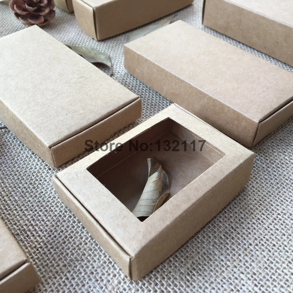50PCS Prírodné Kraft Papier Box Veľkonočné Darčeka Svadobné Zdvorilosti Candy Box de cajas Obal Balíky Box na Mydlo Šperky Caixa