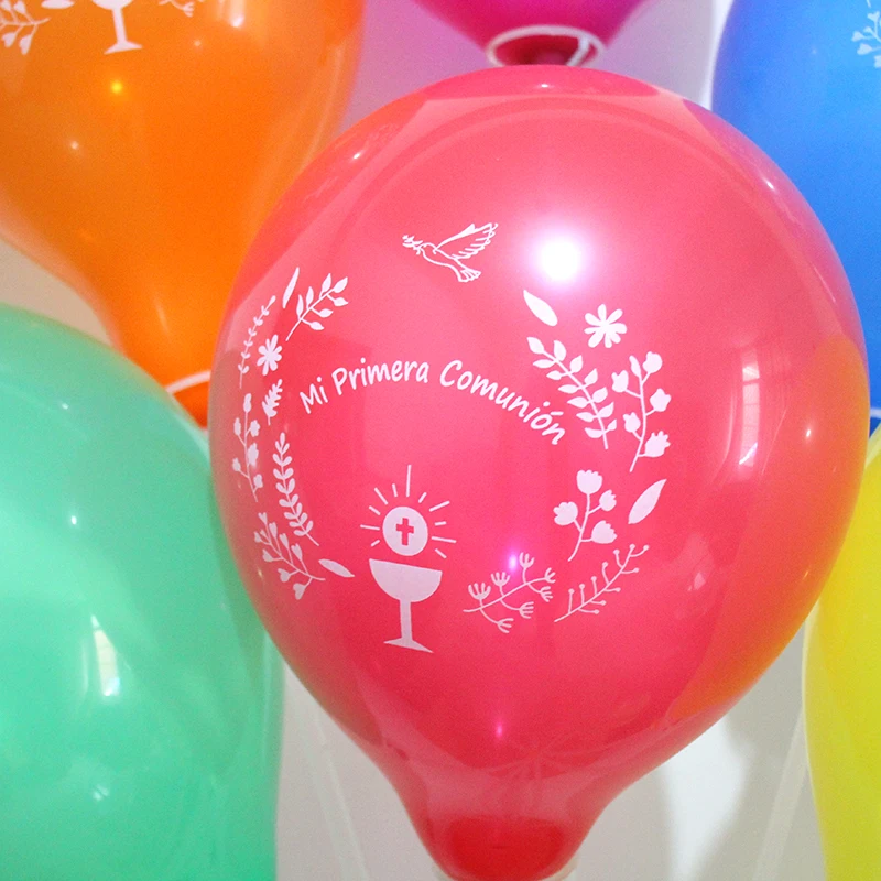 50pcs španielsky Moje prvé sväté prijímanie strany Tému Balóny, dekorácie,10 palcový Mi Primera Comunion Farebné Latex Hélium Balóniky