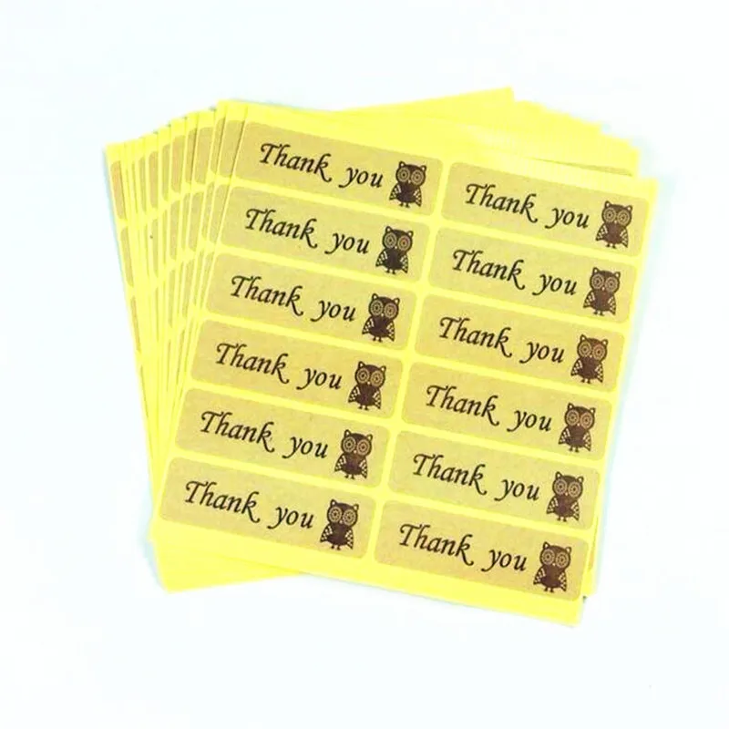 600 Ks/veľa Vintage Sova Ďakujem Nálepky Kraft Štítok Nálepky DIY Darček Tortu Vďakyvzdania Tesnenie Scrapbooking Štítky, Samolepky
