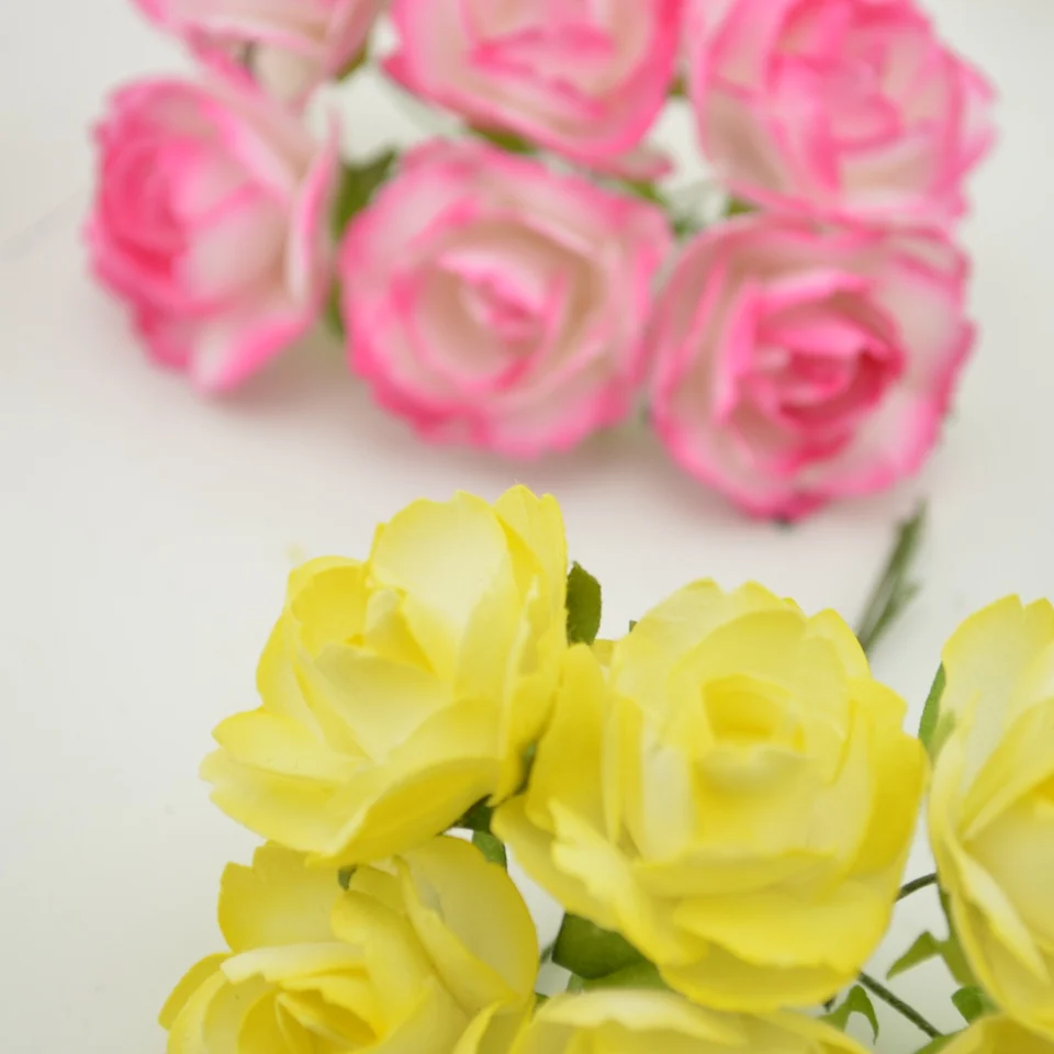 6pcs Lacné Papierové Ruže Umelé Kvety scrapbooking Pre svadobné auto dekorácie, remeselné DIY Darčeka veniec materiál falošný