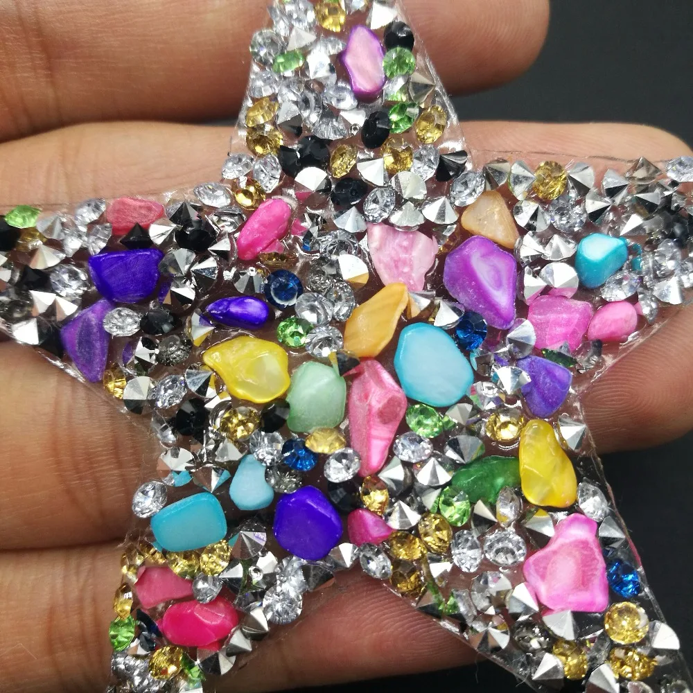 8 cm Star drahokamu nášivka škvrny kamienkami motívy crystal kamene appliques železa patch pre toppe