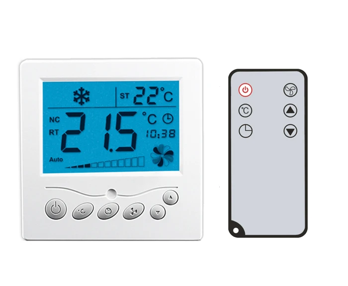 AC220V diaľkové ovládanie izbového termostatu, Veľké LCD obrazovke termostatu pre motorizovaných ventil alebo vzduchové klapky, 3 rýchlosti ventilátora