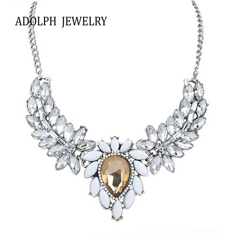 ADOLPH Šperky Veľkoobchod 2016 Nový Dizajn a Módne Gem Listy Tvar Kvapky Vody Vyhlásenie Náhrdelníky & Prívesky Pre Ženy, Horúce
