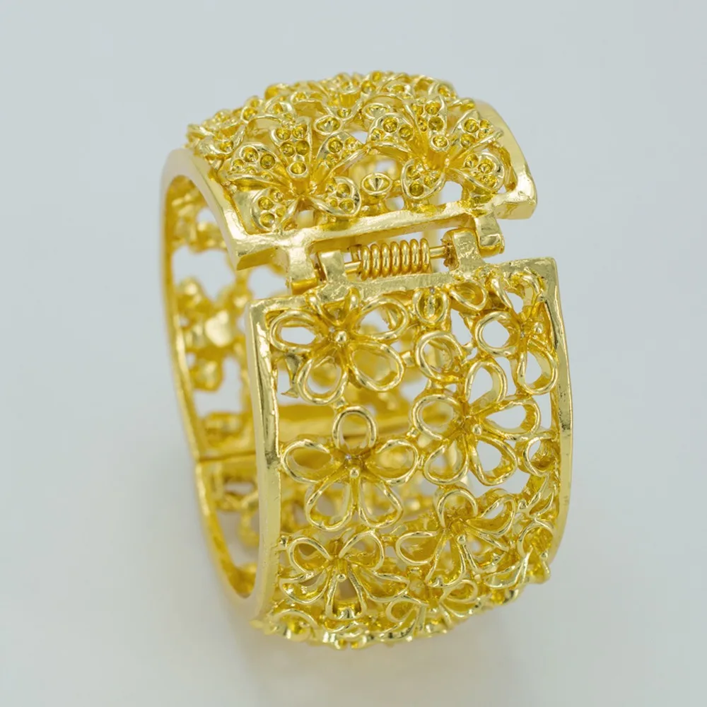 Anniyo Kvety Veľké Náramok pre Ženy,Zlatá Farba Kvetu Veľký Náramok S Jar GP Šperky, Módne #041006