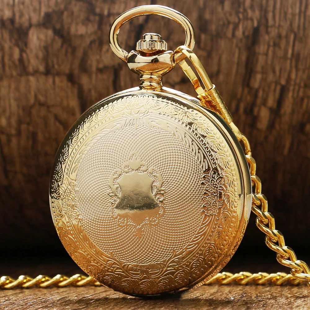 Antický Štýl Luxusné Retro Zlato Mechanické Ručné Navíjanie Vreckové Hodinky Prívesok S Fob Reťazca pre Pánske Dámske Reloj De Bolsillo