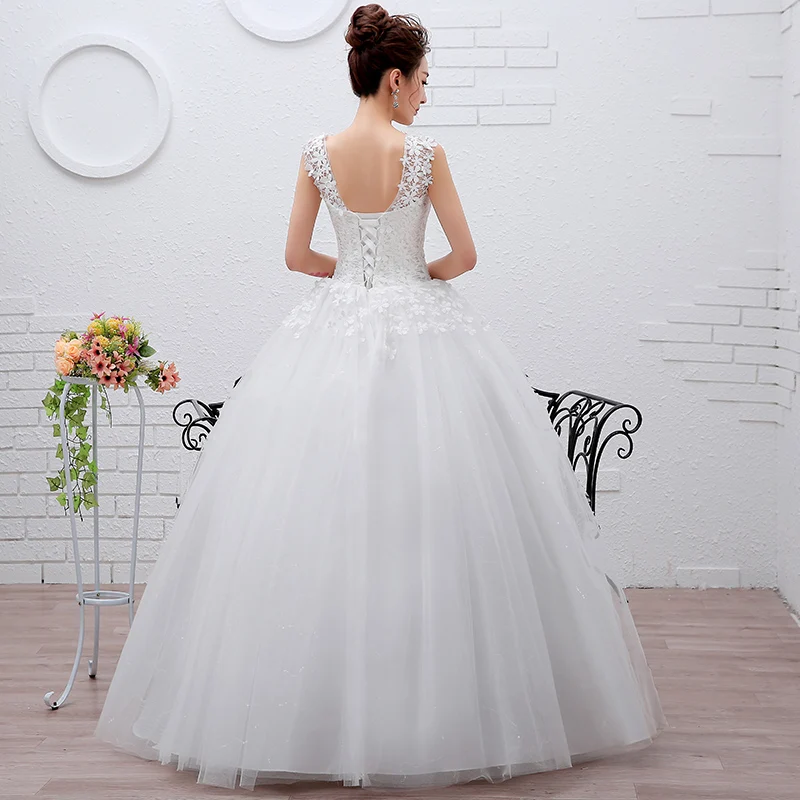 AnXin SH Nevesta princeznej kvetinové svadobné šaty double-ramenný kvet čipky svadobné šaty S