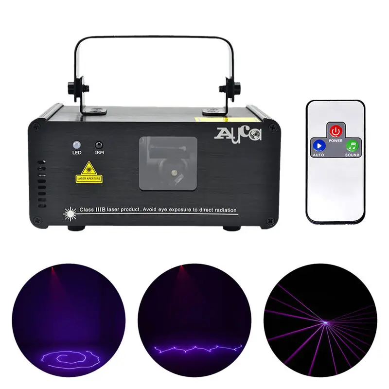 AUCD Mini Prenosné IR Diaľkového 8 KANÁLOV DMX Fialová 150mW Laserový Skener Fáze Osvetlenie PRO DJ Party LED Zobraziť Projektor Svetlá DM-V150