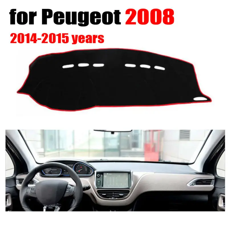 Auto panel pokrýva mat pre Peugeot 2008-rokov Ľavej strane disku dashmat pad dash kryt auto príslušenstvo