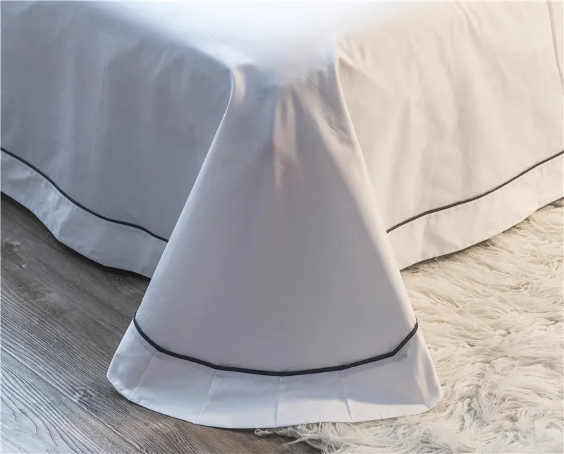 Biela Luxusné Bambusové obliečky sady Výšivky posteľ nastaviť double twin kráľovná king size perinu posteľ list nastaviť obliečka na vankúš