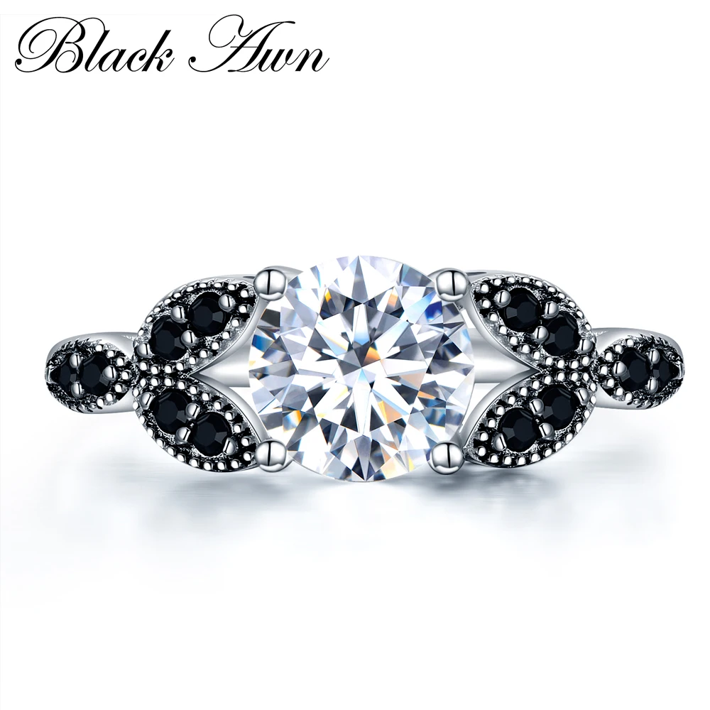 [BLACK AWN] 925 Sterling Silver Jemné Šperky Trendy Zapojenie Bague pre Ženy, Snubné Prstene, Veľkosť 6 7 8 C035