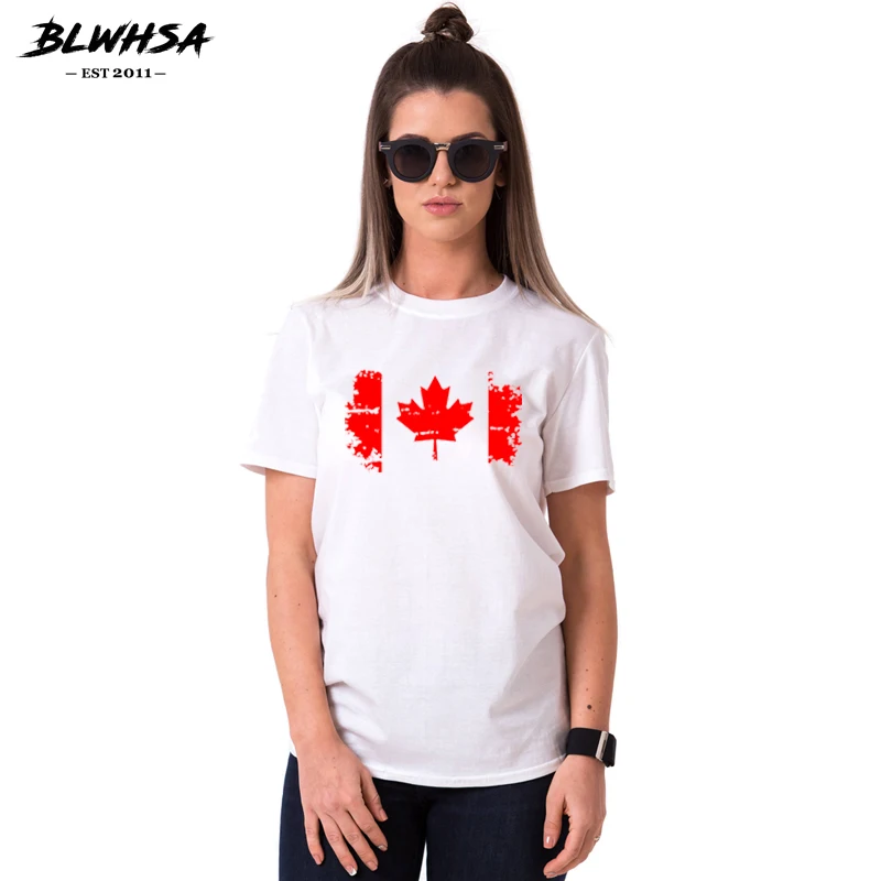 BLWHSA Módne Kanada Príznak Tlač Ženy Muži Pár Šaty, Bavlna O-krku Krátky Rukáv Biele Tričko Pár Tričko Pre Milovníkov