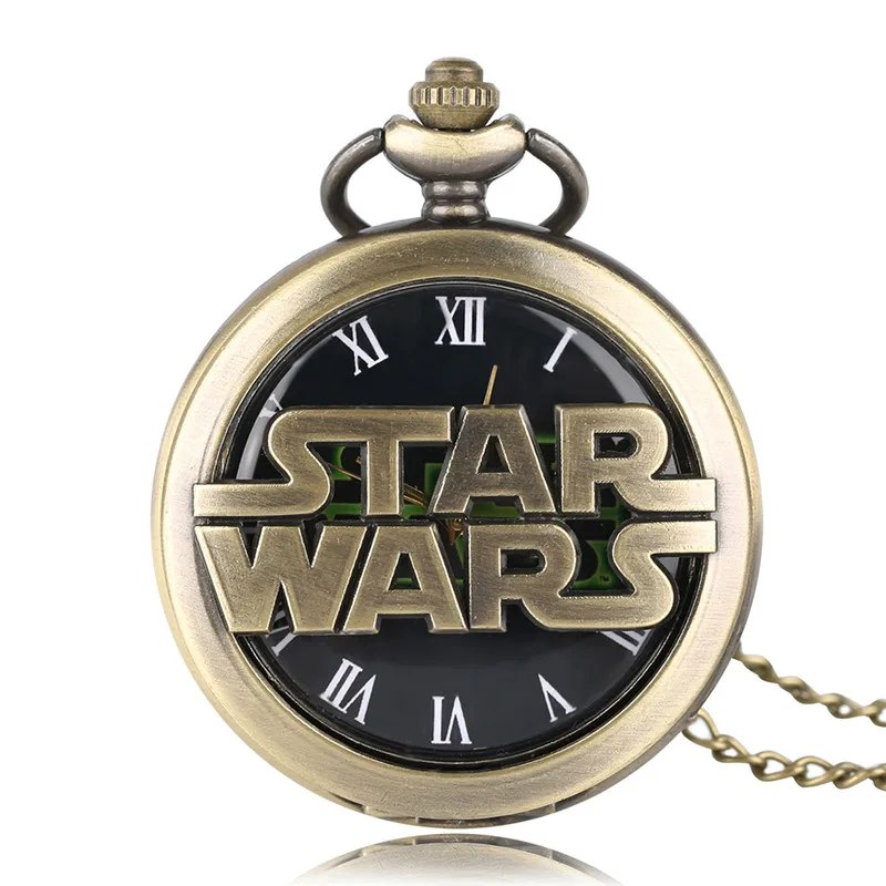 Bronz Star Wars Dizajn pánske Quartz Vreckové Hodinky Módne Darček v Pohode Prívesok Náhrdelník Reťazca Relojes de bolsillo 2018 NOVÉ prírastky
