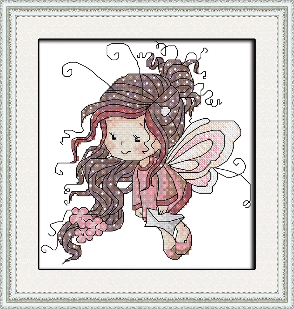 Butterfly fairy girl komiksu, maľby počíta tlač na plátno DMC 11CT 14CT súpravy čínsky Cross Stitch výšivky, výšivky Sady