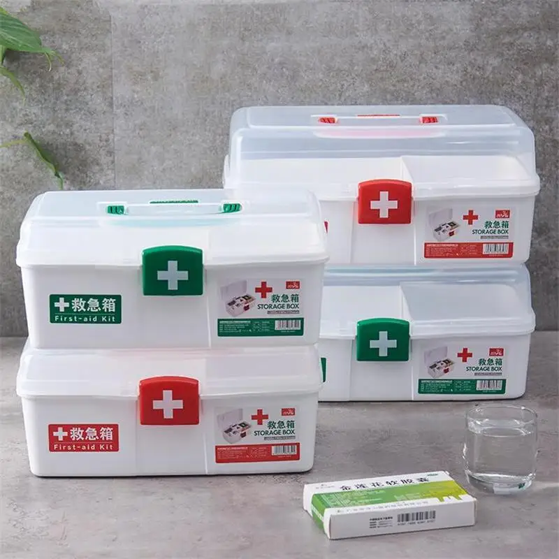 Domácnosti Prvá Pomoc Kit Box Plastový Núdzové Medicíny Organizátor Boxy Kontajner Portable Multi-layer veľkokapacitný Úložný Box