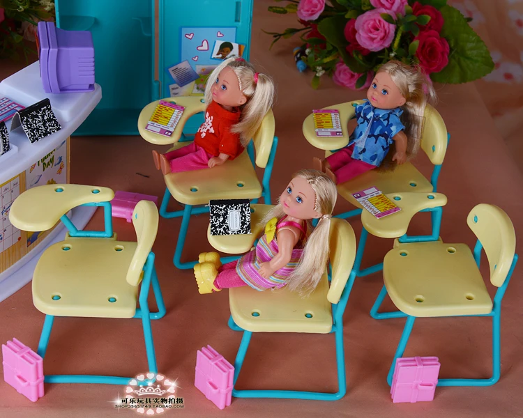 Doprava zadarmo 1/6 bábika príslušenstvo Triede stoličky + tabuli Darčeková Sada bábika nábytok pre bábiky barbie,dievčatá HOBBY hračky