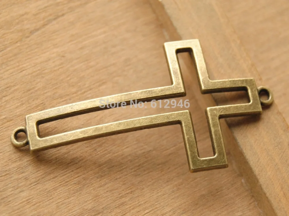Doprava Zadarmo! 20 ks Antique Bronze/Silver Bokom Kríž Konektor Charms Nosenie Šperkov Náhrdelník, Takže 52x28mm