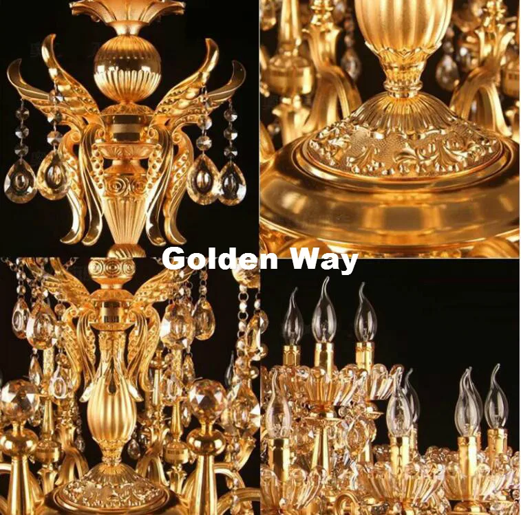 Doprava Zadarmo Zlaté Krištáľový Luster Lampa Listry Cristal Pozastavenie Projektu Osvetlenie Hotel Resteruant Villa Svietidlo Osvetlenie