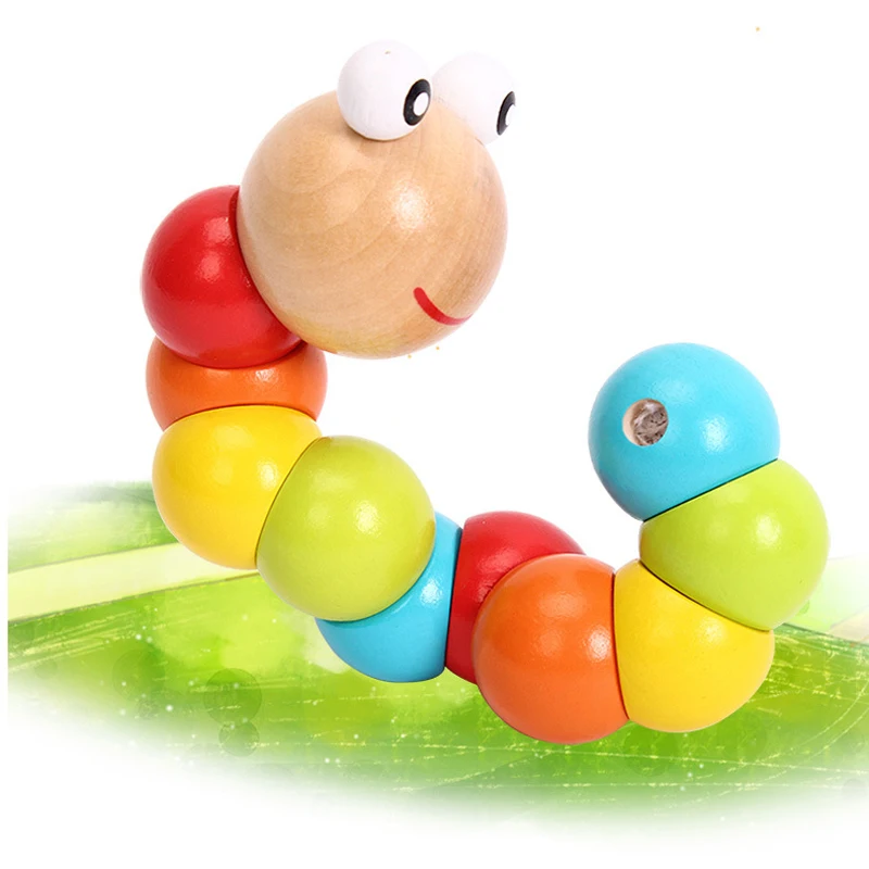 Drevené Caterpillar Hračka Baby Puzzle Magické Hmyzu Dieťa Rôznych Twist-farebné Hračky Vzdelávacie Deti DIY Farebné Deformácii Dieťa Dary