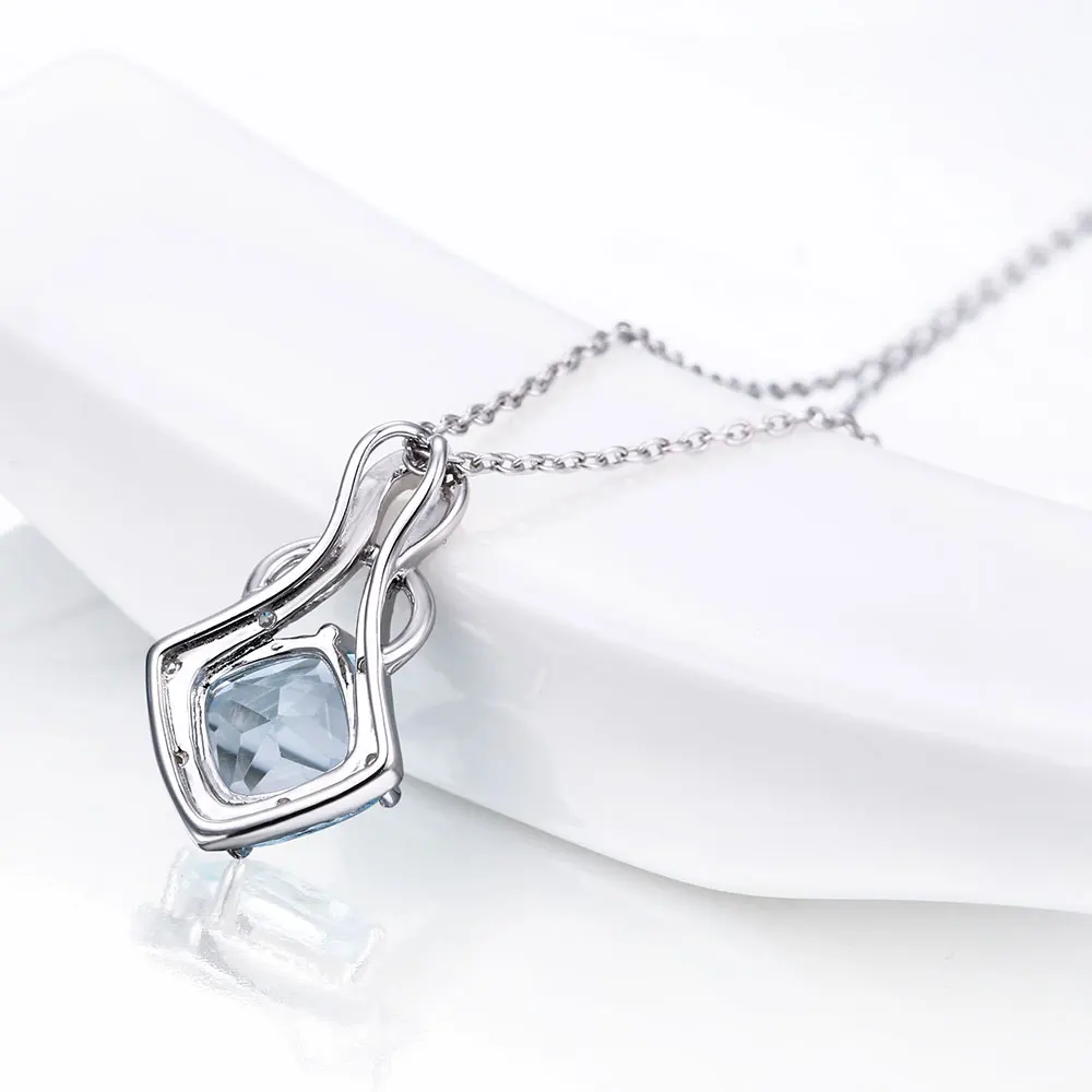 DVAKRÁT R 2.4 ct Prírodného kameňa Blue Topaz Prívesky mincový striebro-šperky Reálne 925 Sterling Silver Náhrdelníky & Prívesky pre Ženy