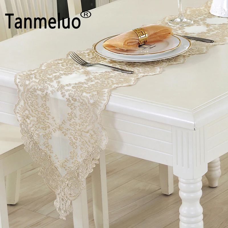 Elegantné zlaté stolové prestieranie európsky štýl stôl runner svadobné dekorácie domov dekoratívne stolové vlajky