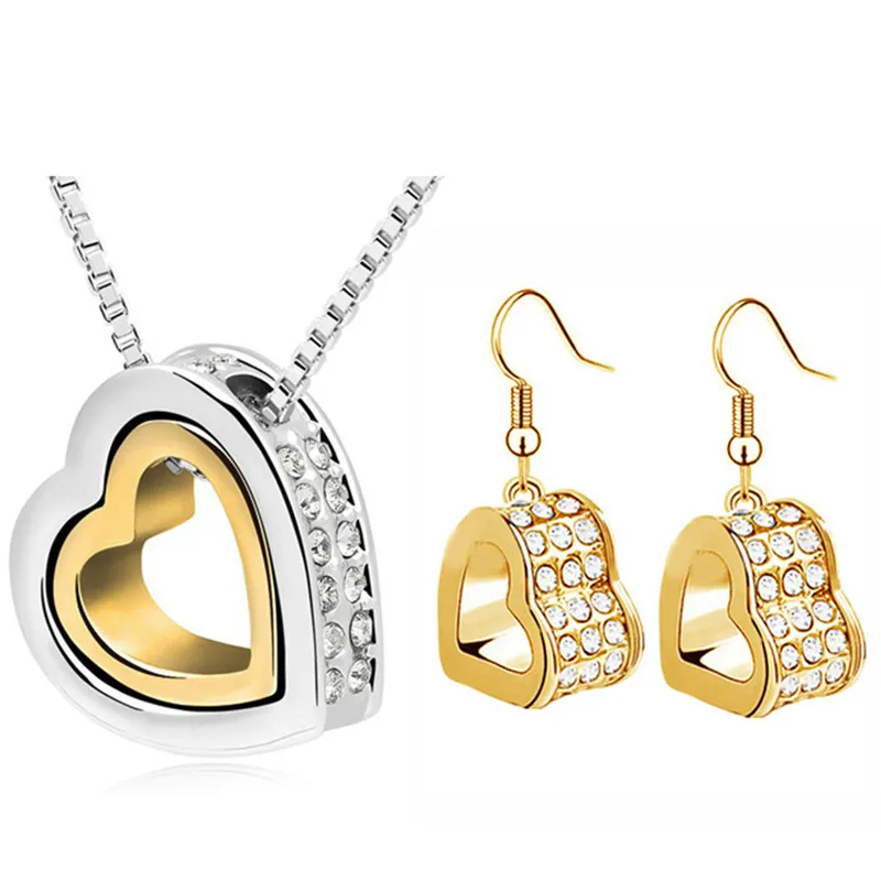 Float plávajúce srdce svadobné svadobné veľkoobchod Czech Crystal kamienkami prívesok medailón náhrdelníky náušnice Šperky Sady 117